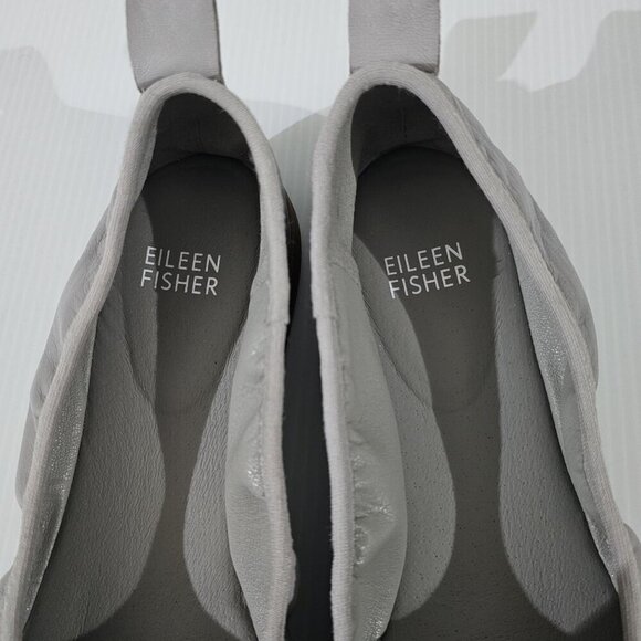 NEW Eileen Fisher Notion Ballet Flat Womens 8 Cloud Gray Nappa Leather Slip On - Picture 7 of 12
